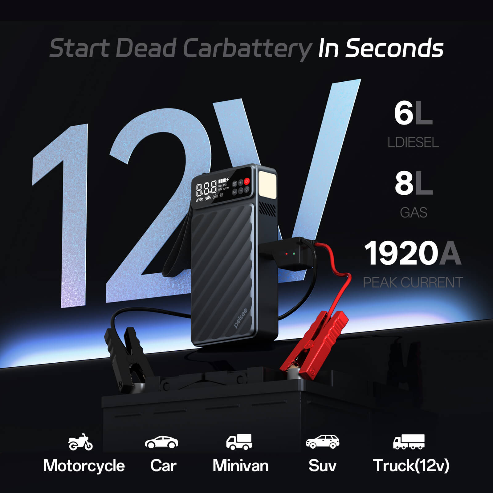 Pelsee E1 Jump Starter and Air Compressor - Jump Starter&Air Compressor -