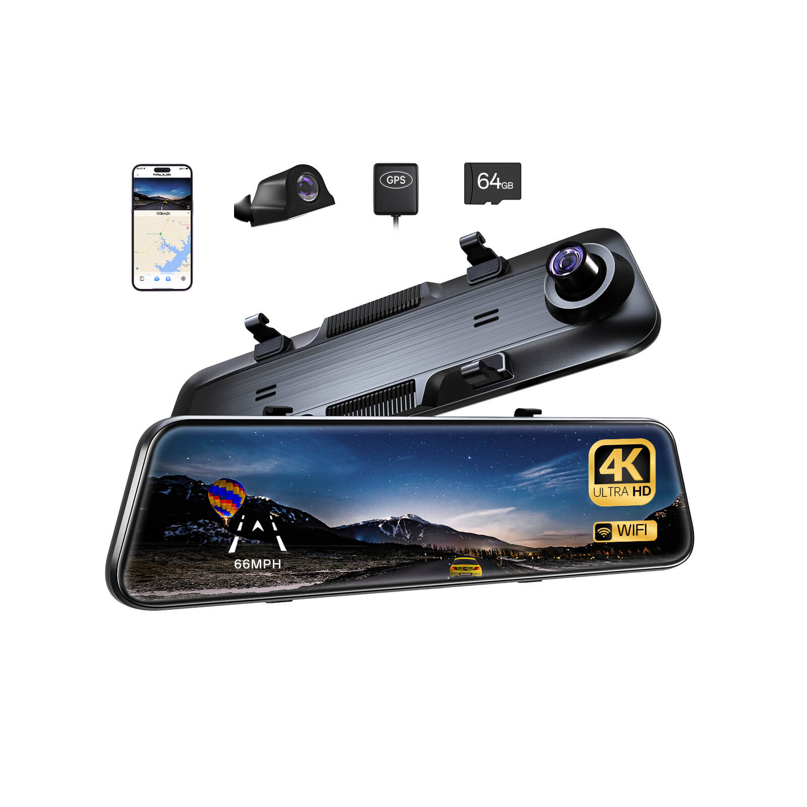 Pelsee P12 Plus Mirror Dash Cam - Mirror Dash Cam -