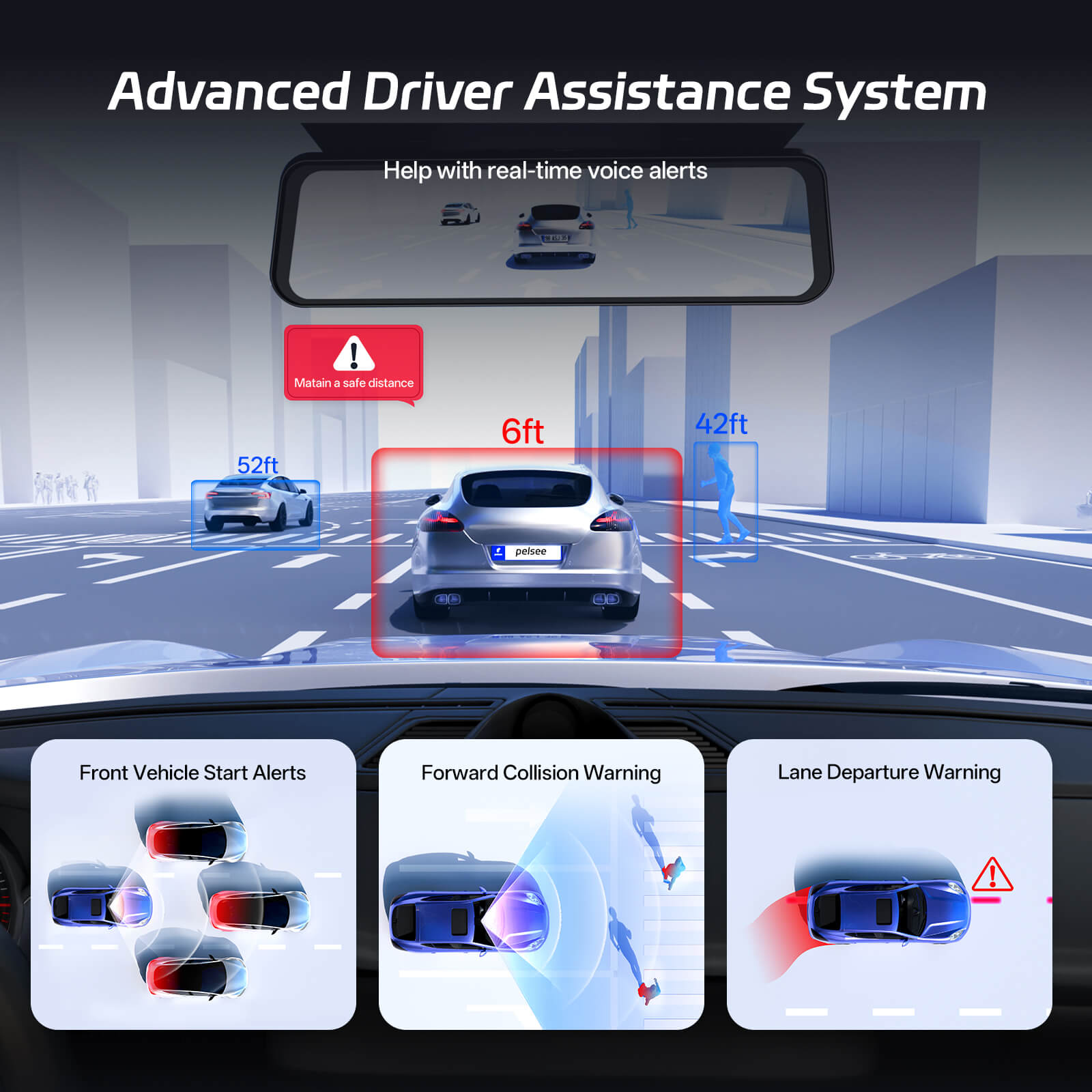 Pelsee P12 Pro Max Mirror Dash Cam