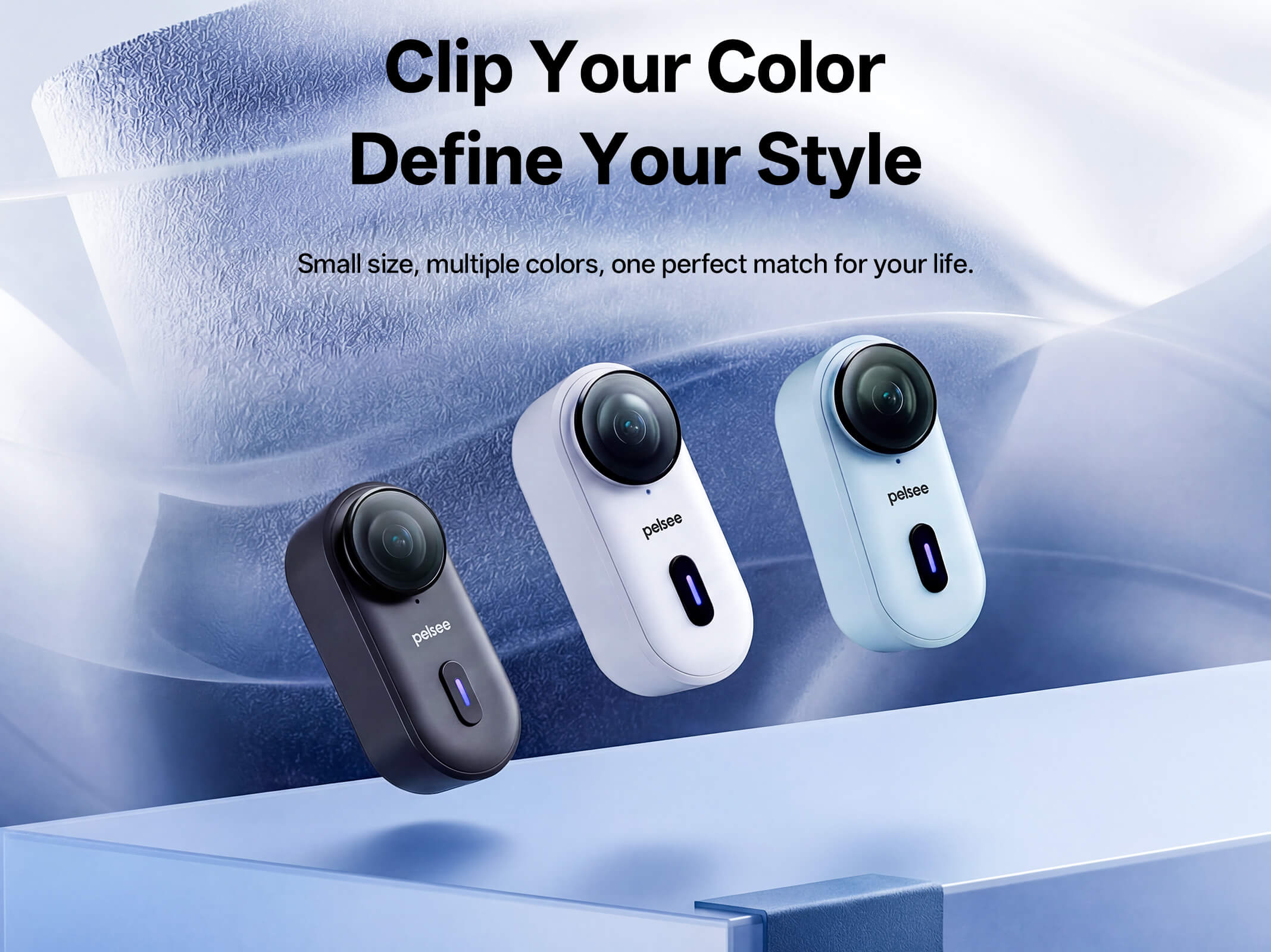 Pelsee Clip1 Mini Action Camera Hands-Free POV Cam with Stabilization