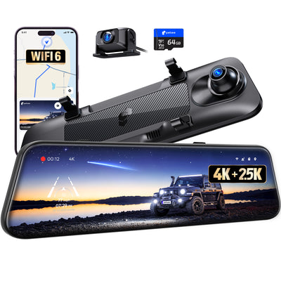 Pelsee S12 Native 4K + 2.5K Rear View Mirror Camera Wide-Angle Version