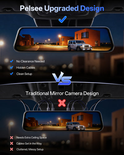 Pelsee S12 Native 4K + 2.5K Rear View Mirror Camera Wide-Angle Version