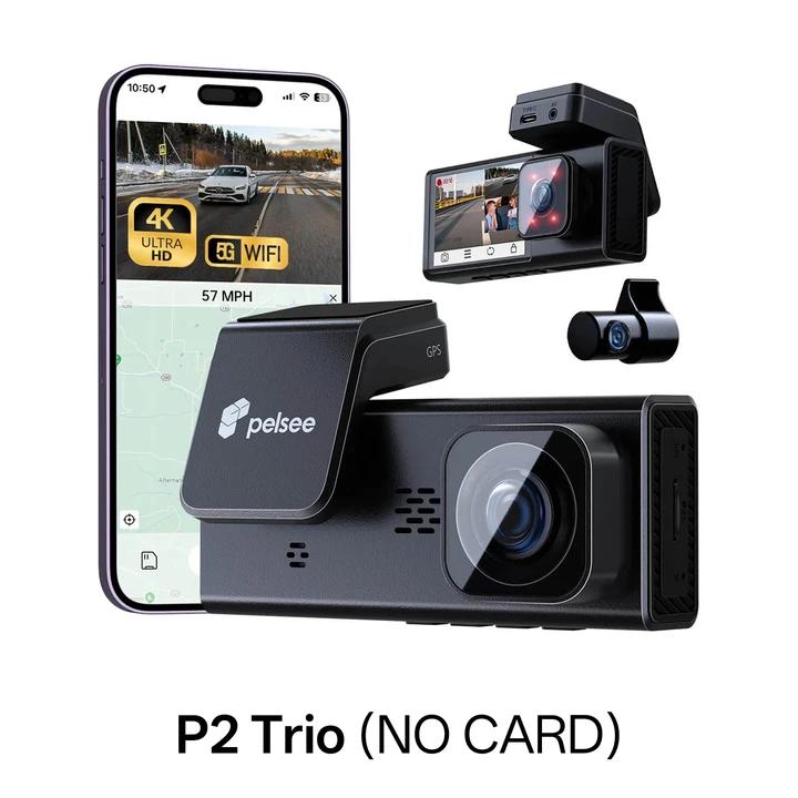 4K 3 Channel Dash Cam Front and Rear Inside, Dash Camera for Cars, 4K+1080P+1080P Dashcam with APP & WiFi, 64GB Card Included, Smart Driving System ADAS DMS, 24H Parking Mode,G-Sensor,256GB Max