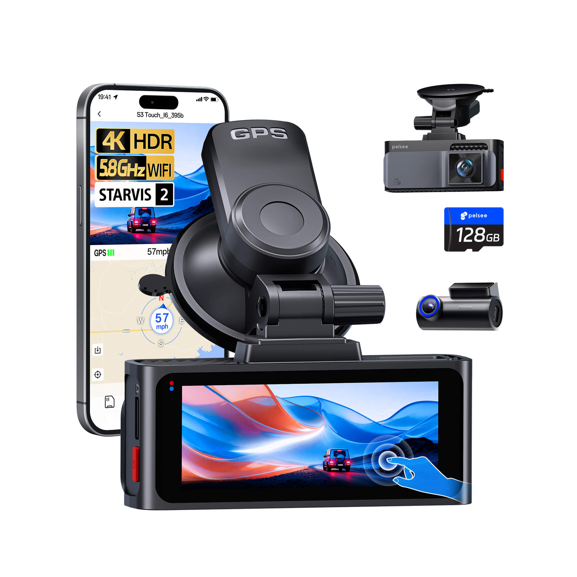 Pelsee S3 Touch 4K Dash Cam with STARVIS 2 Sensor