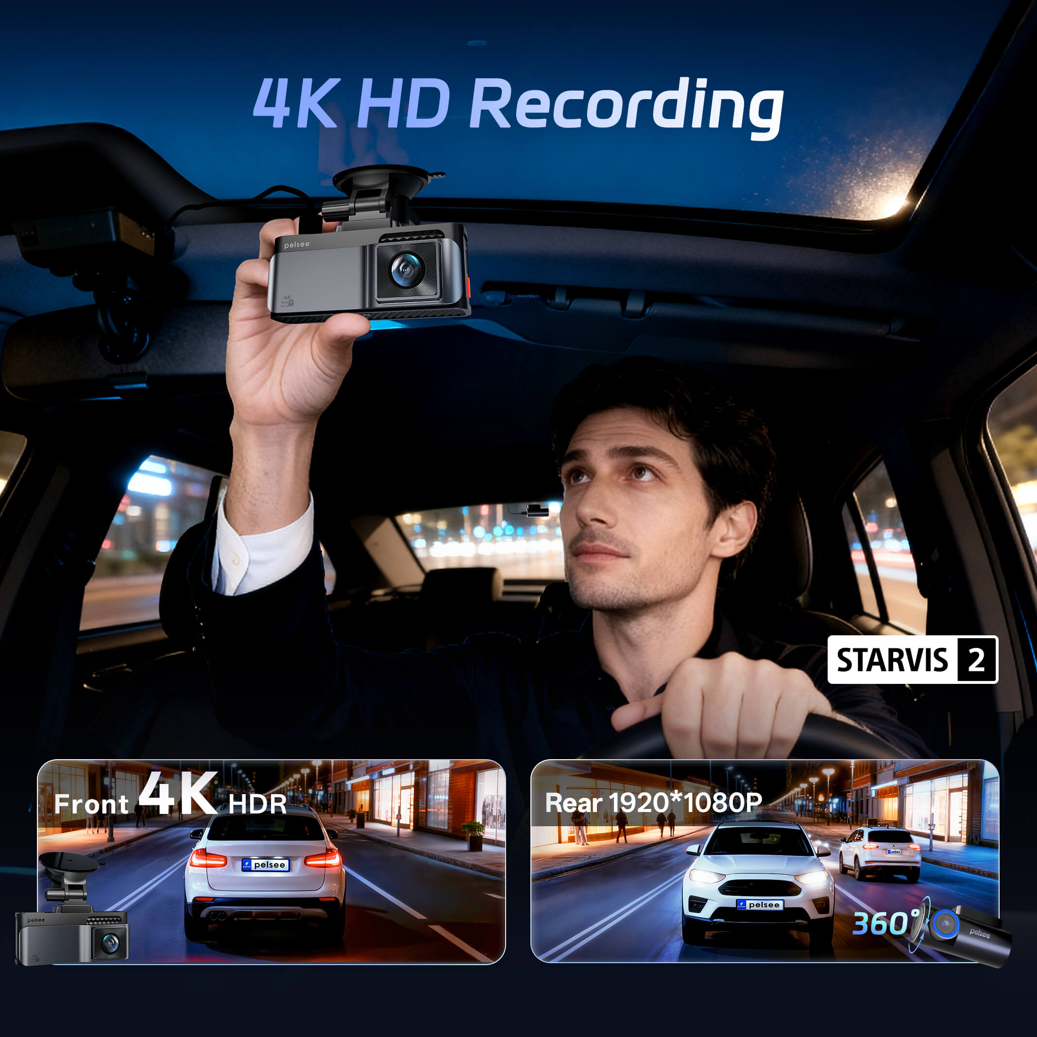 Pelsee S3 Touch 4K Dash Cam with STARVIS 2 Sensor