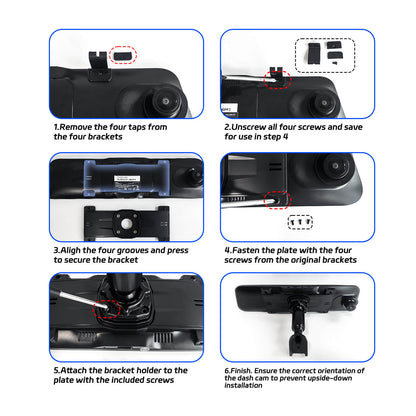 Bracket for 12‘’ Mirror Dash Cam Rear View Dash Camera Mount