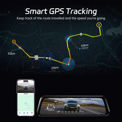 Pelsee P10 Plus 4K WiFi Mirror Dash Cam, 10" Rear View Mirror Camera with 64GB Card, Dash Cam Front and Rear Backup Camera for Cars, Smart Driving System ADAS, Voice Control, GPS, WDR Night Vision