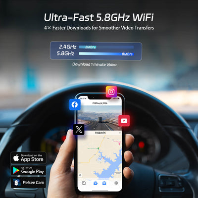 P12 Plus 4K WiFi Rear View Mirror Camera, 12" Mirror Dash Cam Front and Rear with ADAS and BSD, Backup Camera for Car, GPS, 64GB Card Included, WDR Night Vision, Voice Control