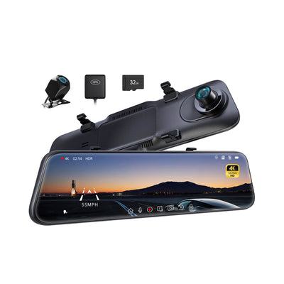 Pelsee P12 Pro 4K Mirror Dash Cam, 12'' Rear View Mirror Camera Smart Driving Assistant w/ADAS and BSD,2160P Front and Rear Camera,Voice Control,Night Vision,Parking Monitoring,32GB Memory Card