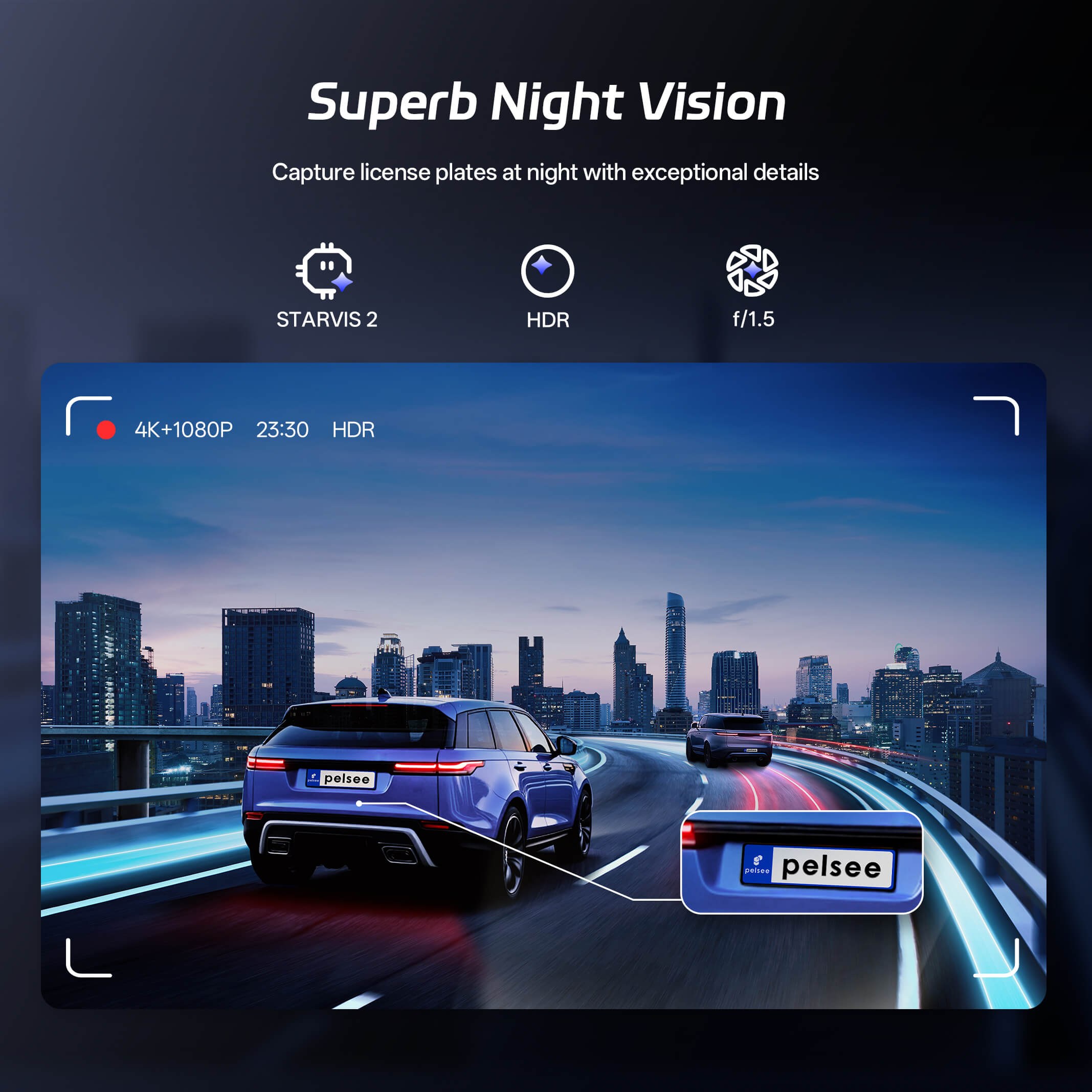 Pelsee S12 Pro Mirror Dash Cam with STARVIS 2 Sensor
