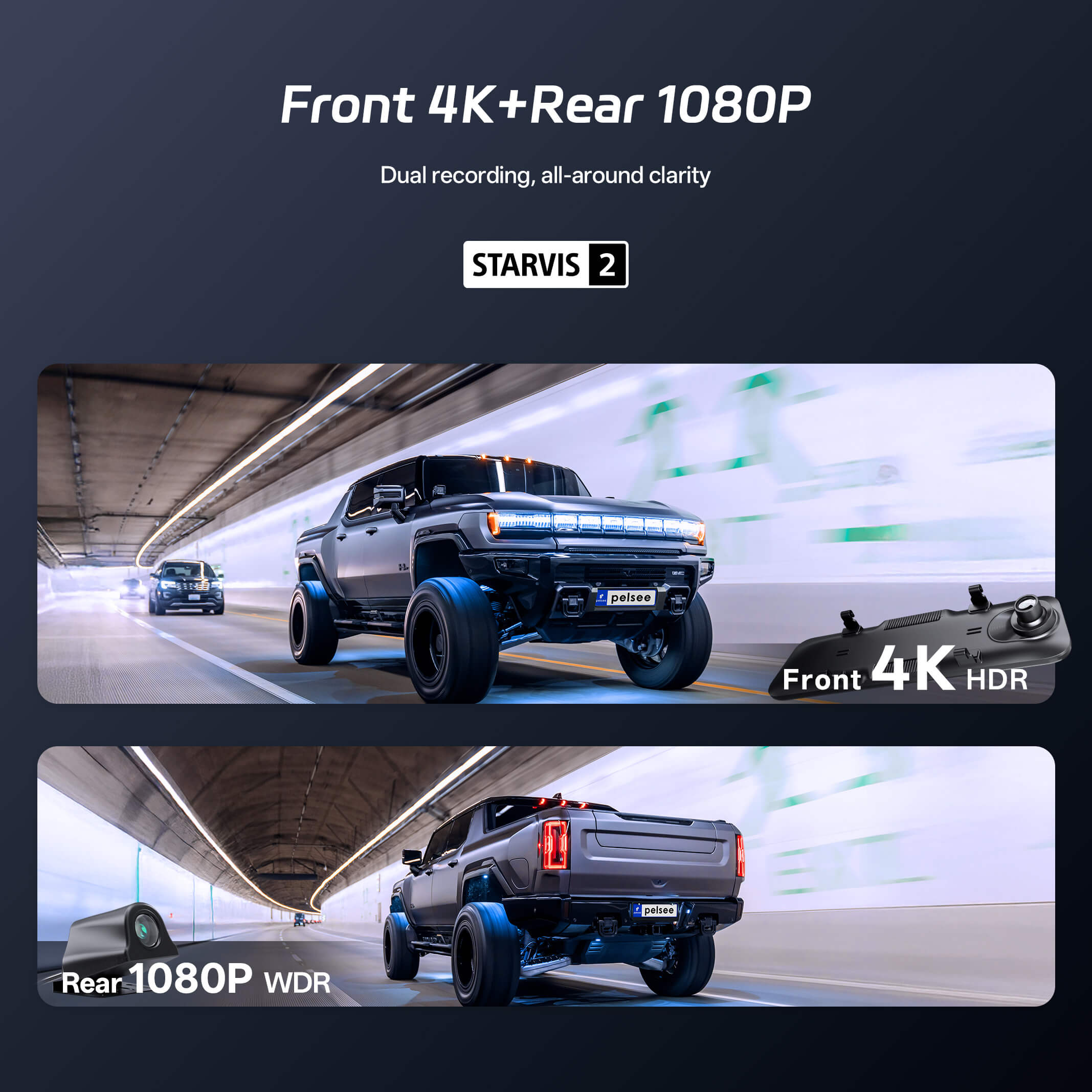 Pelsee S12 Pro Mirror Dash Cam with STARVIS 2 Sensor