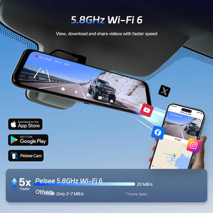 Pelsee S12 Pro Mirror Dash Cam with STARVIS 2 Sensor