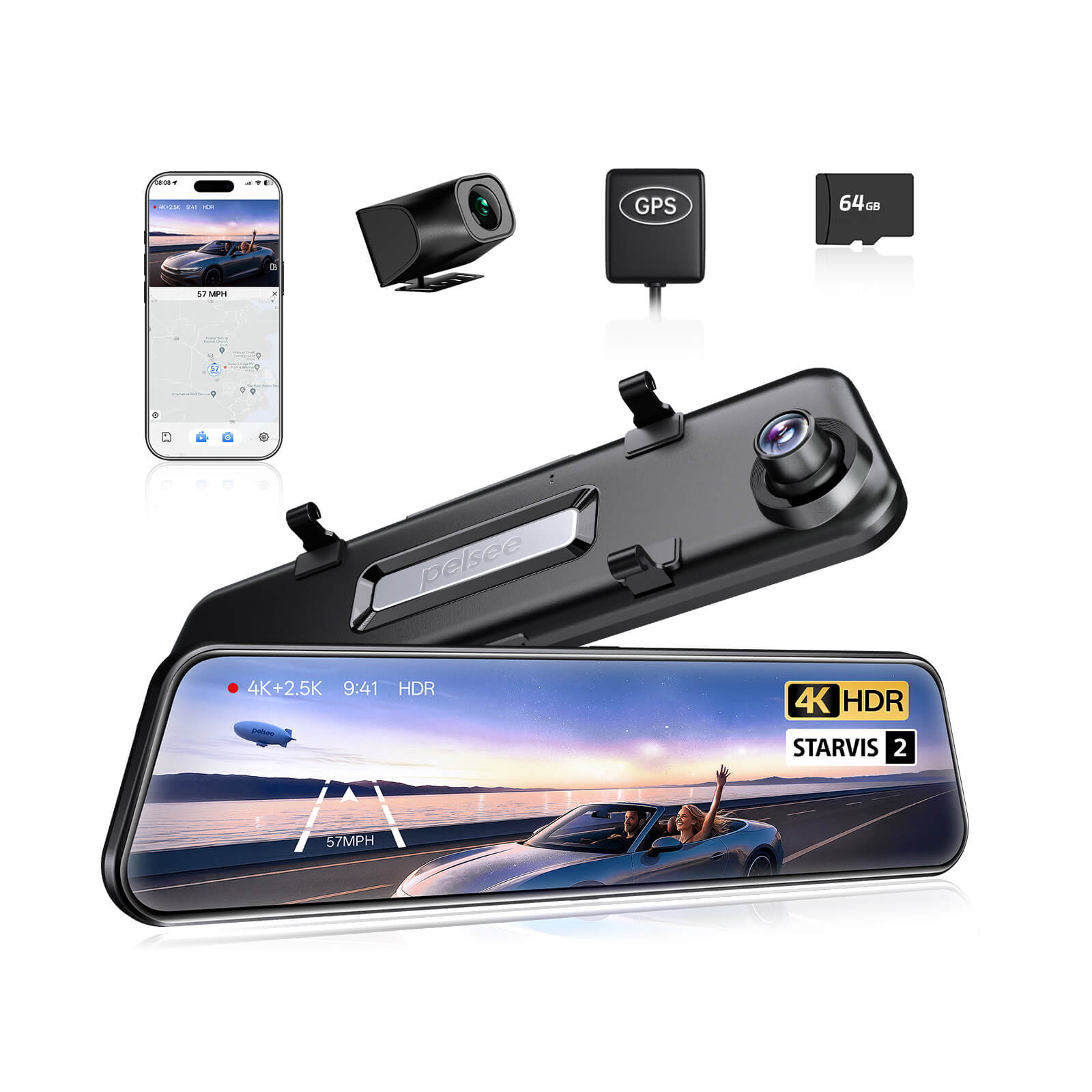 Pelsee P12 Pro Max Mirror Dash Cam