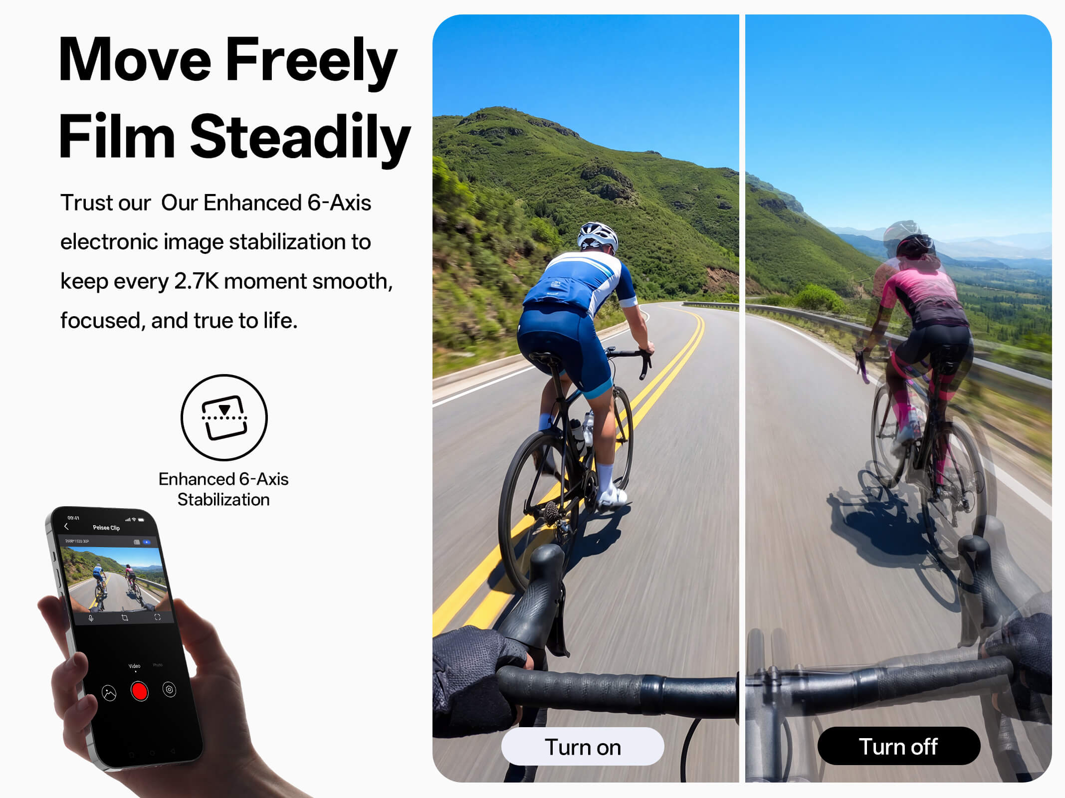 Pelsee Clip1 Mini Action Camera Hands-Free POV Cam with Stabilization