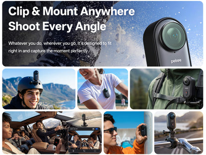 Pelsee Clip1 Mini Action Camera Hands-Free POV Cam with Stabilization