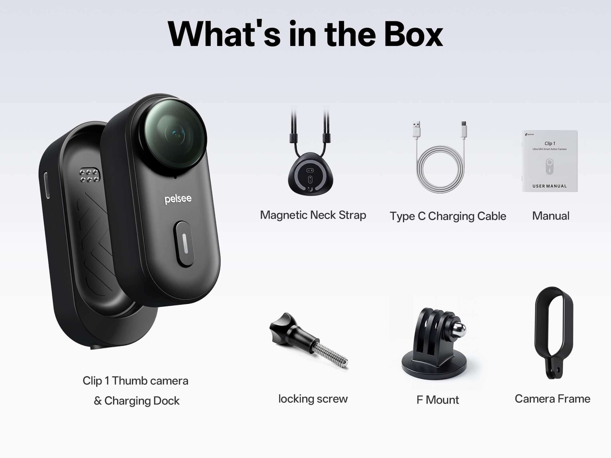 Pelsee Clip1 Mini Action Camera Hands-Free POV Cam with Stabilization